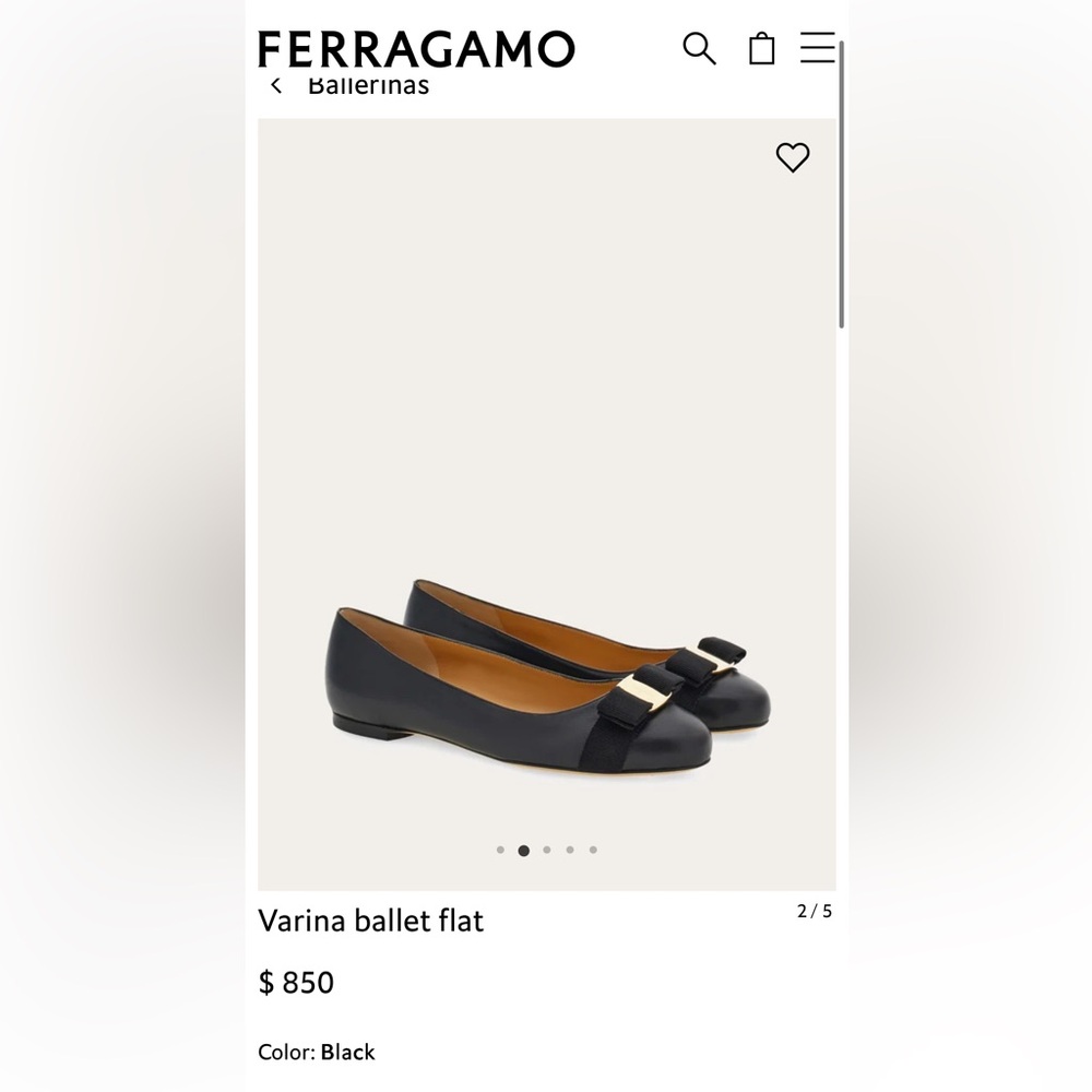 Salvatore Ferragamo Black Bow Ballet Flats - Picture 2 of 8